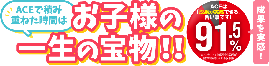 ACEで積み重ねた時間はお子様の一生の宝物！！91.5％が成果を実感！